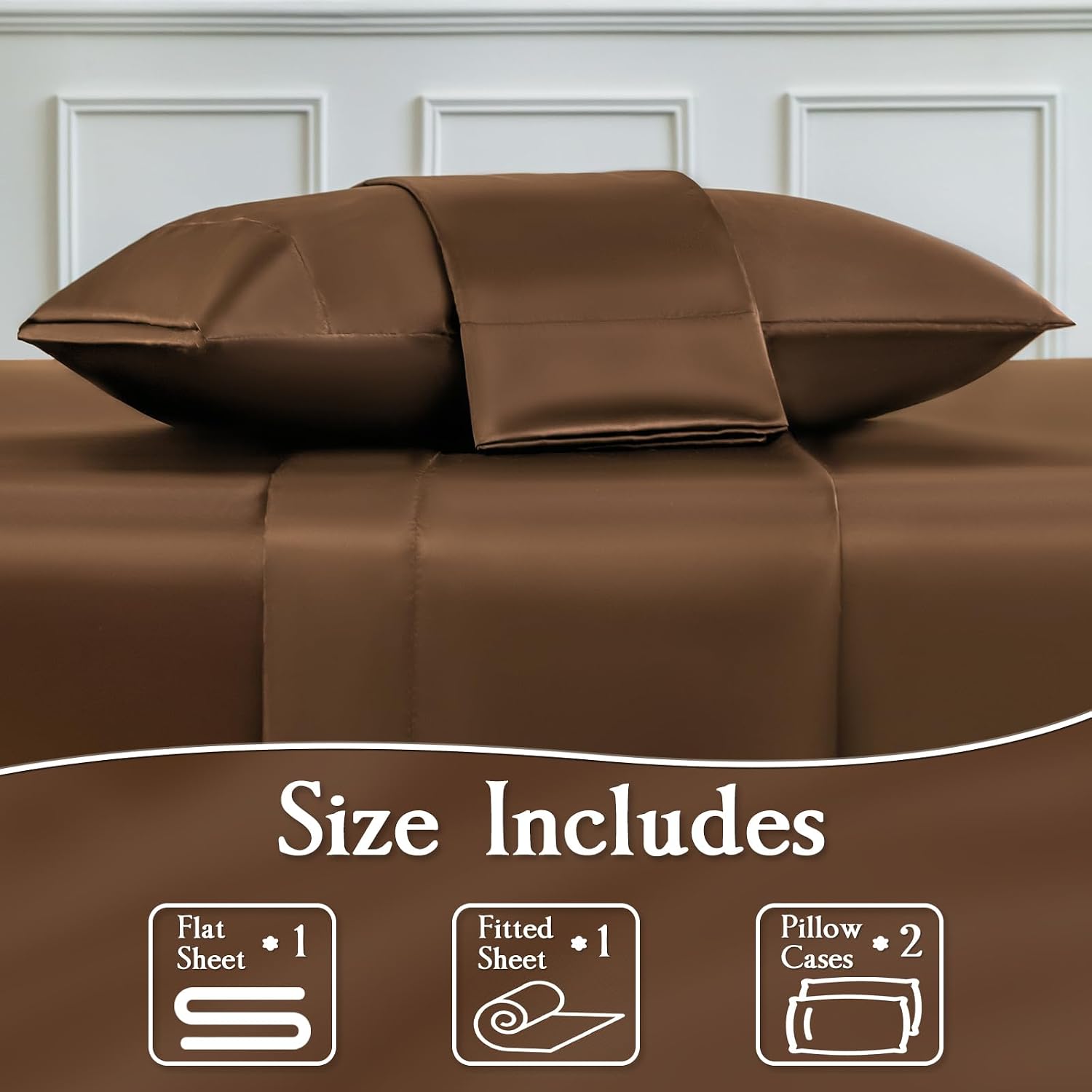 Brown Silk 4-Piece Bedding Set (Large Size) - Image 2