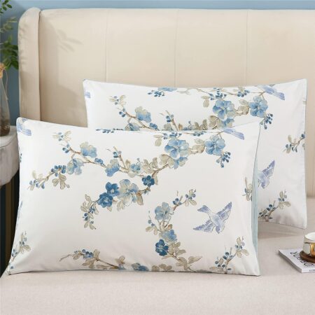 Floral & Bird Print Standard Pillowcase