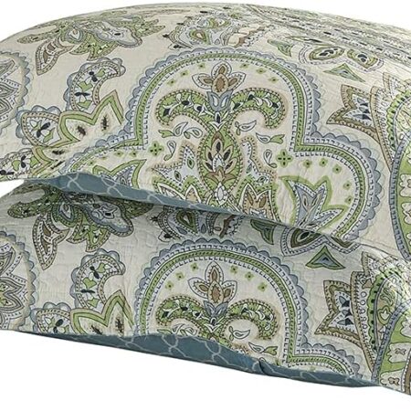 Green Paisley Quilted Pillowcase