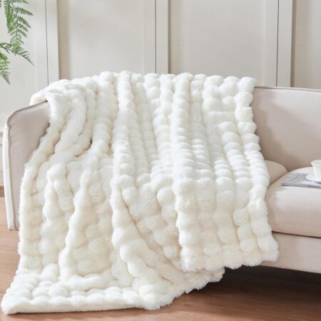 Thickened faux fur blanket 50x60 inches, warm sofa blanket