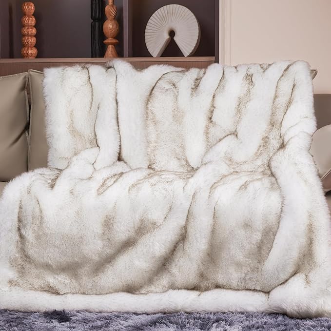 High Gram Weight Faux Fur Blanket 50x60 Thick Winter Blanket - Image 2