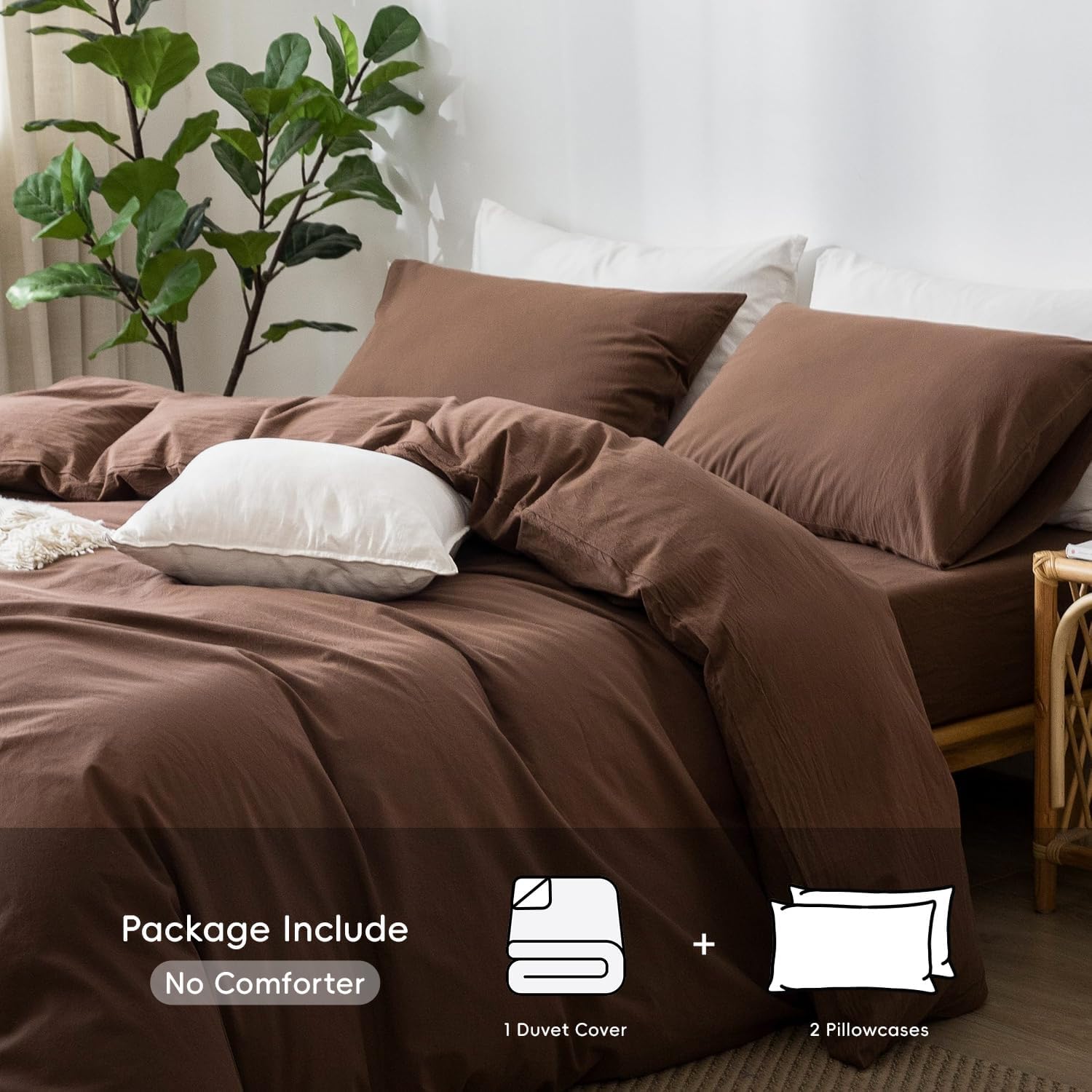 Cocoa Brown Washed Cotton Duvet Cover - Image 2