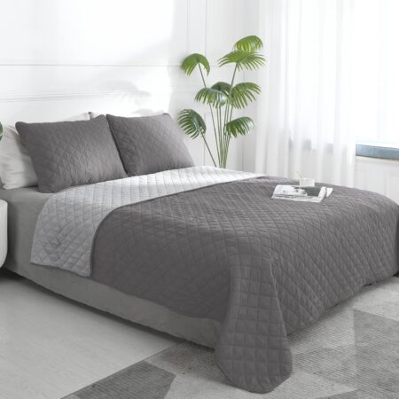 Grey Color-Block Quilted Duvet Cover