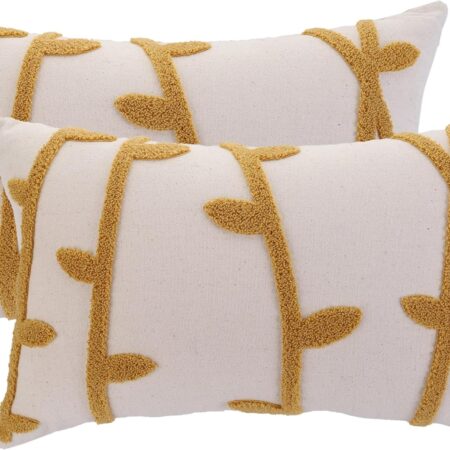 Wheat Ear Embroidered Yellow Pillowcase