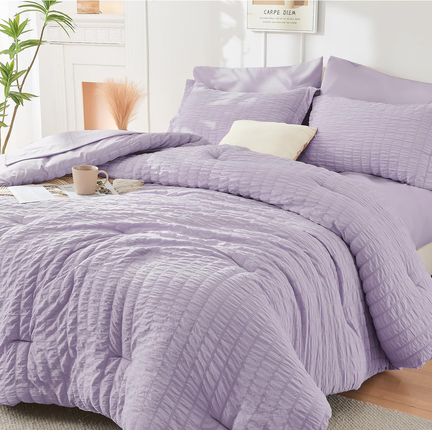 Lavender Seersucker Duvet Cover - Image 2