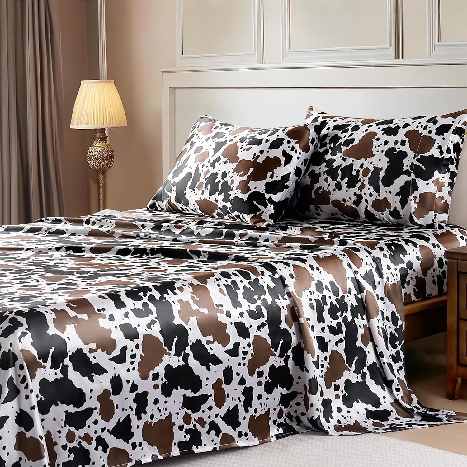 Cow Print 4-Piece Silk Bedding Set